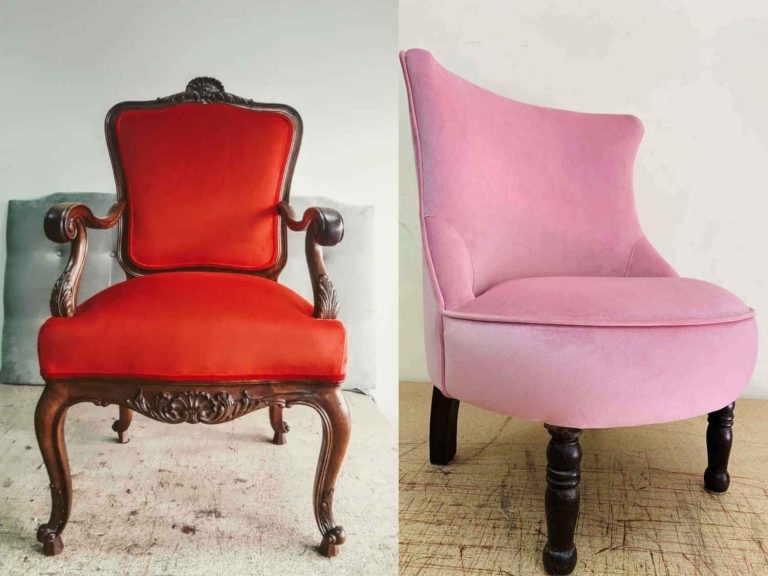 sillón y butaca en terciopelo en Madrid